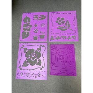 Loew-Cornell Purple Plastic Holiday & Floral Stencil Embossing Set For Crafts &